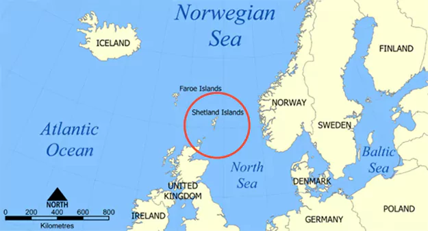 The Shetland Islands are a Scottish archipelago of more than 100 islands that lie at the junction of the North Sea, the Norwegian Sea, and the North Atlantic Ocean